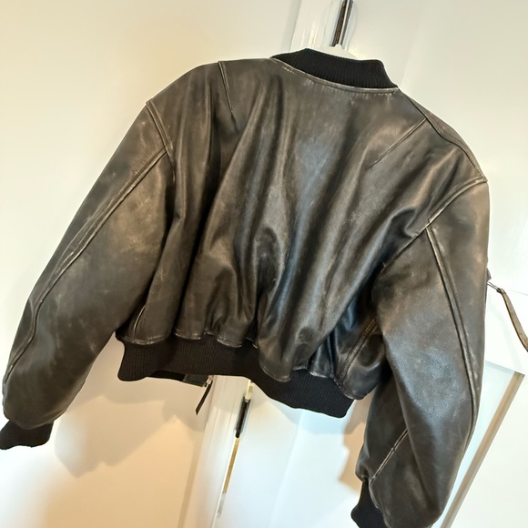 Acne Black Bomber Jacket with Ribbed Knit Details - Picture 2 of 5